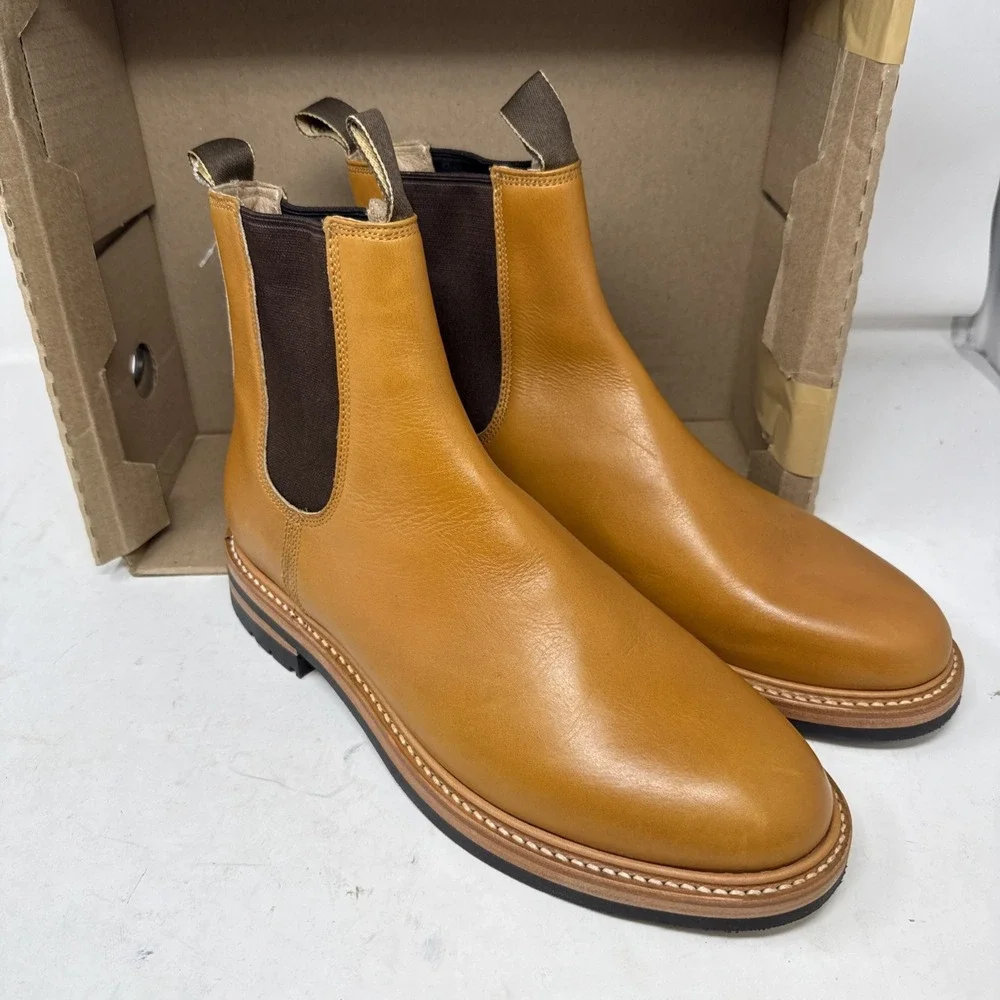 Mens 10 Taylor Stitch Ranch Boot Saddle Tan Brown Leather Chelsea Ankle Vibram